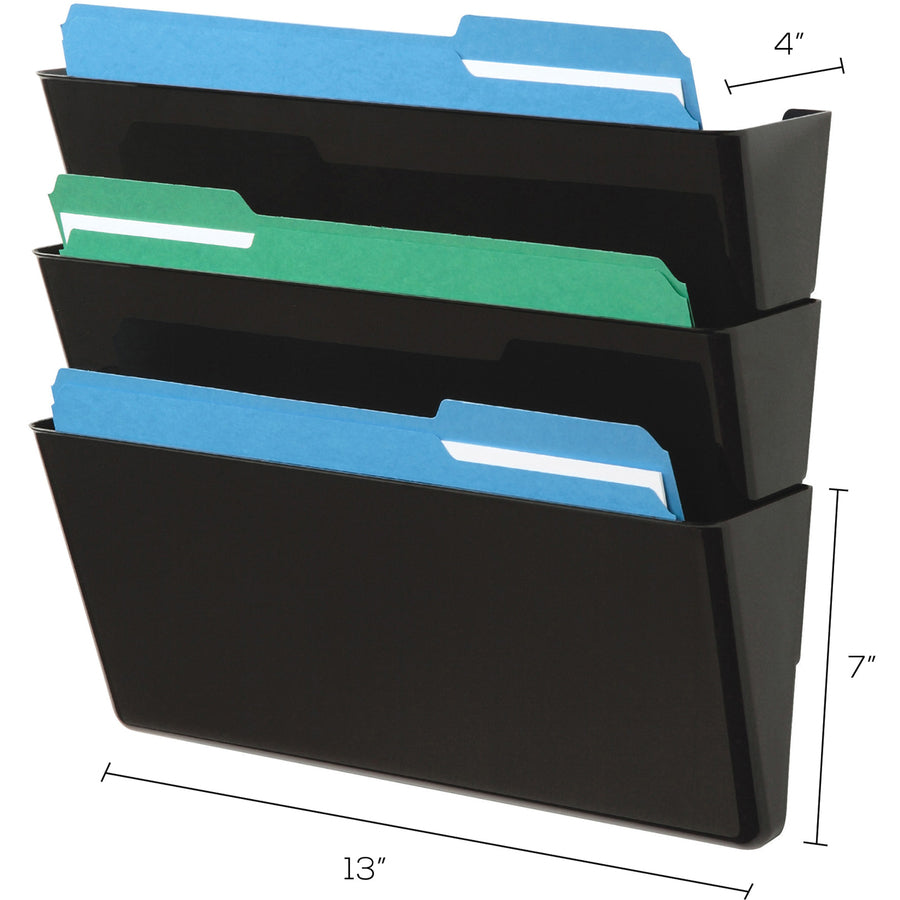 WALL POCKET,LTR,BLACK,3/PACK