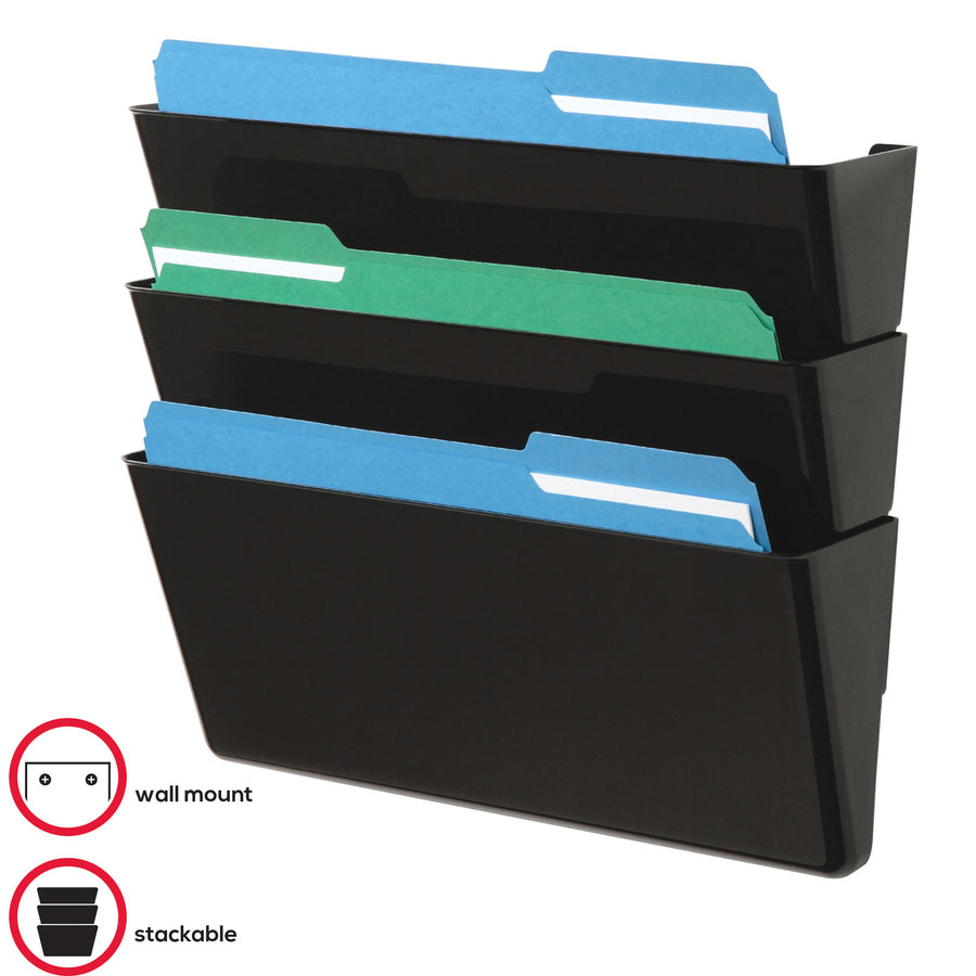 WALL POCKET,LTR,BLACK,3/PACK