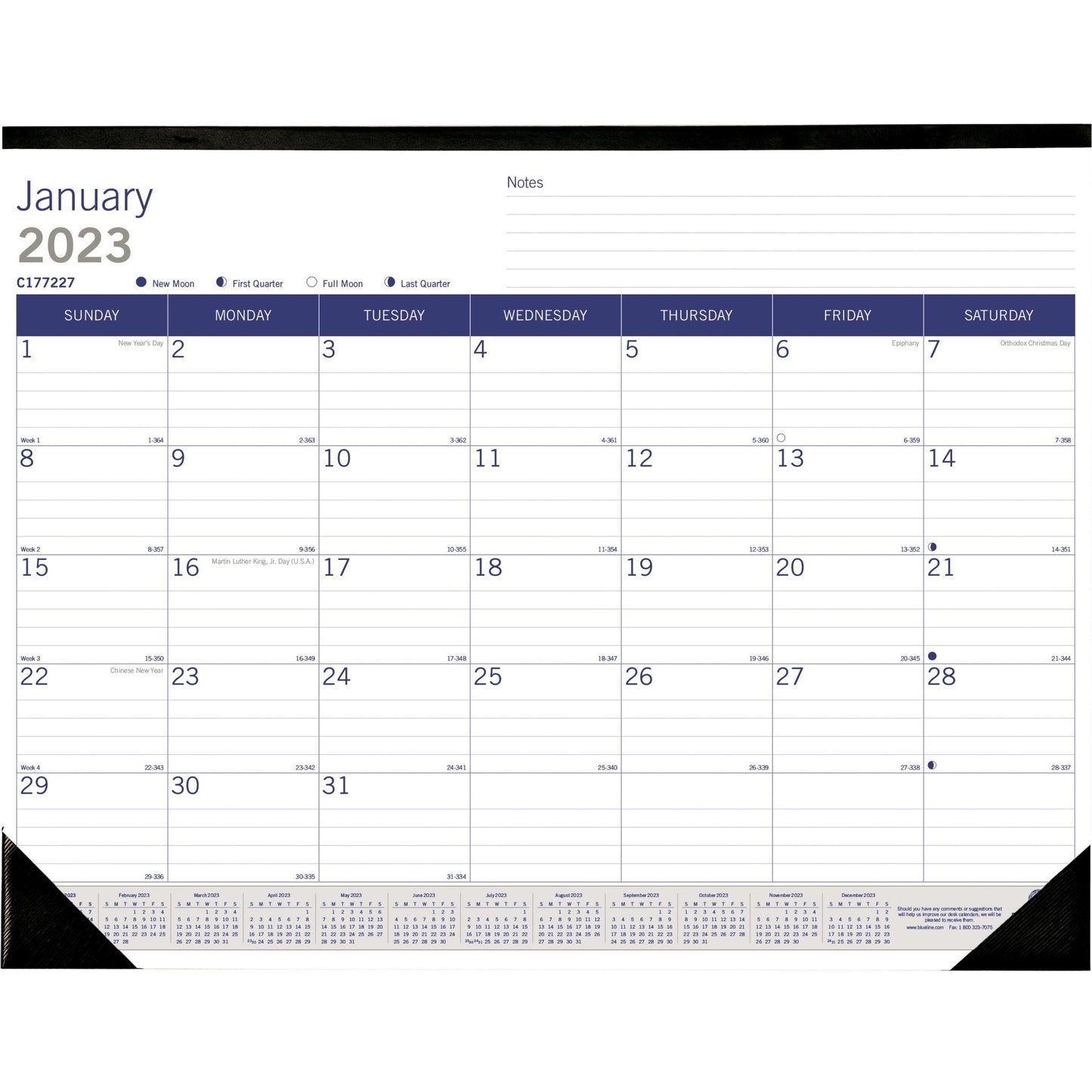 Blueline Blueline DuraGlobe Monthly Desk Pad Calendar