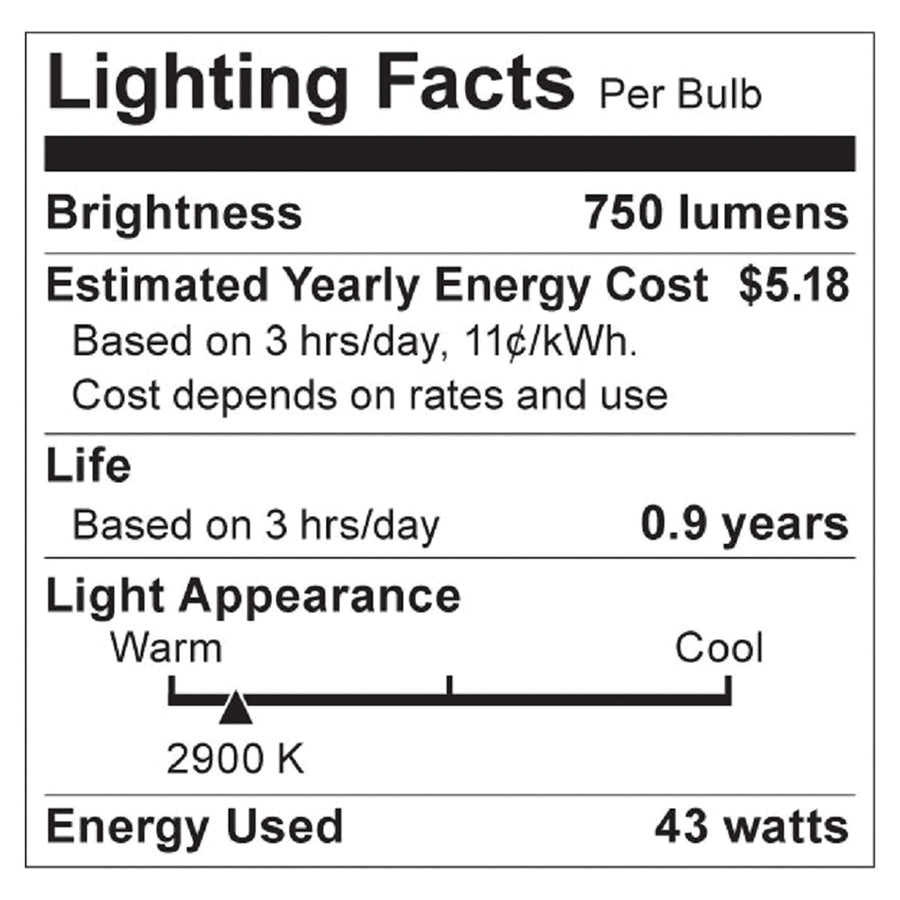 BULB HALOGEN A19, 43W 2/BOX