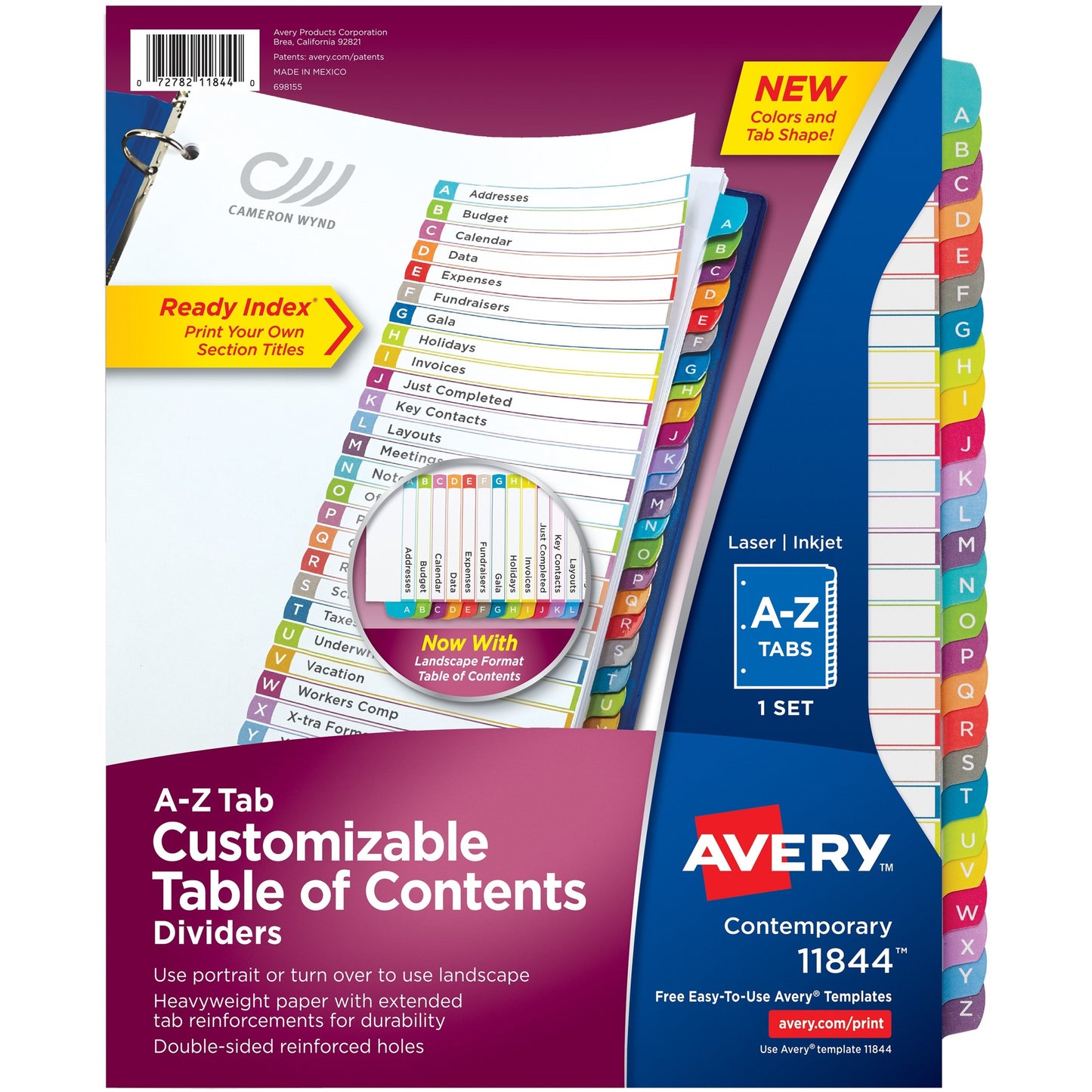 Avery® A-Z Arched Tab Custom TOC Dividers Set