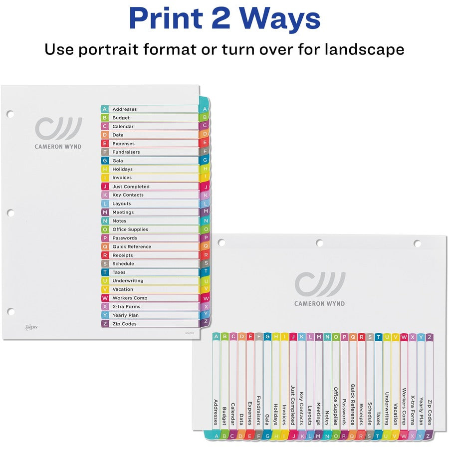 DIVIDERS,INDEX,READY,A-Z