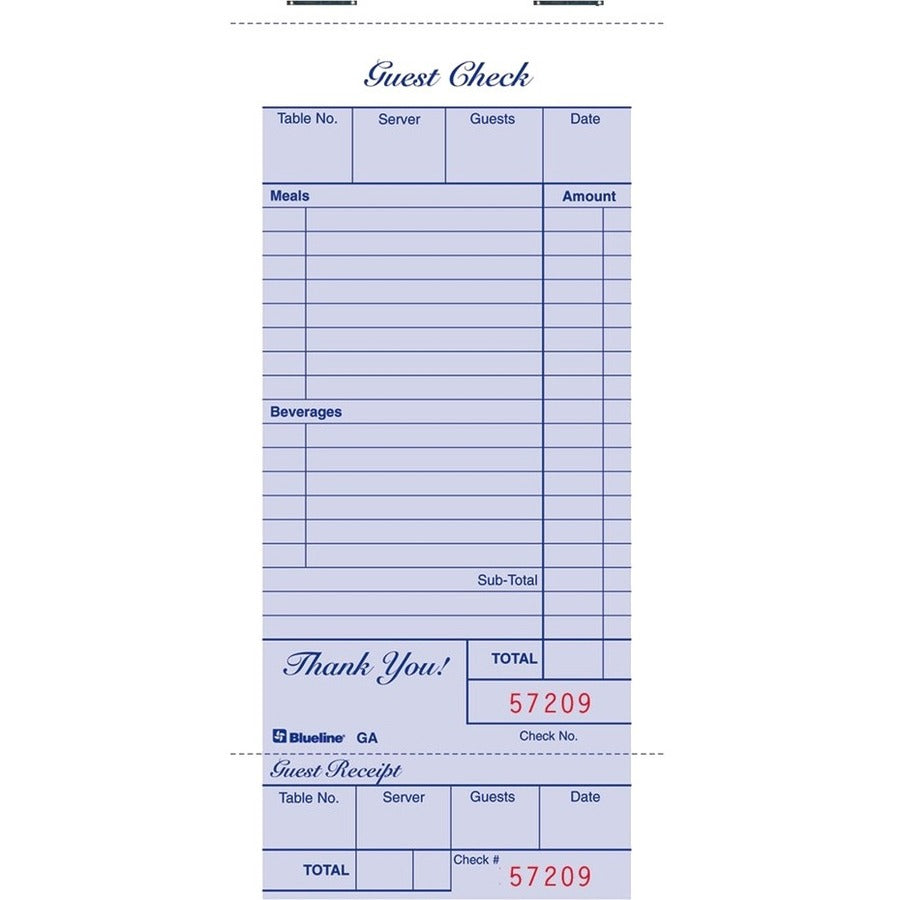 Blueline Restaurant Pad with Stub