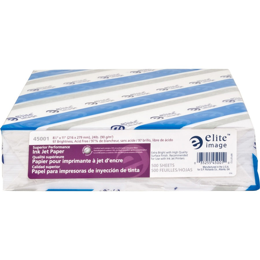 International Paper 8.5x11 Inkjet Recycled Paper - White - Recycled - 30% Recycled Content - 45001