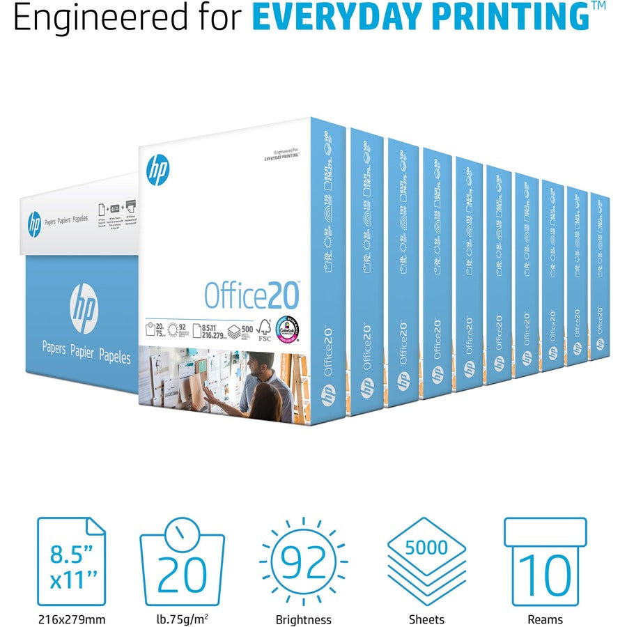 HP Papers Office20 8.5x11 Inkjet Copy & Multipurpose Paper - White - 112101