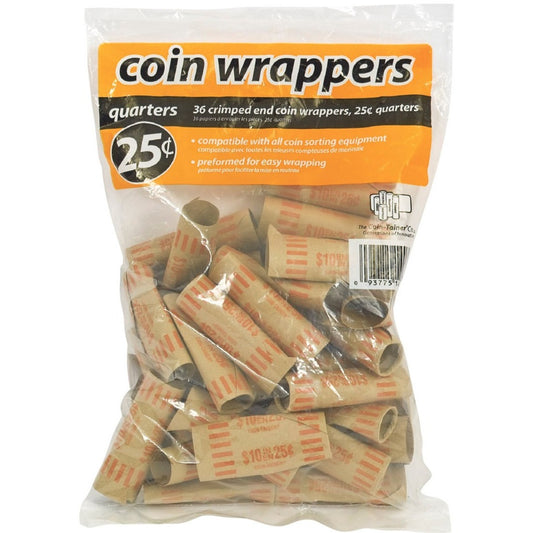 Merangue Paper Coin Wrapper, Quarter, 36 Pack