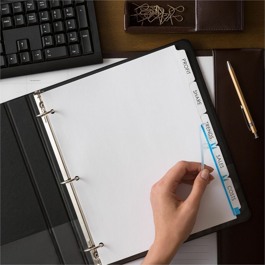 Avery&reg; Print & Apply Clear Label Dividerswith Index Maker&reg; Easy Apply™ Labels for Laser and Inkjet Printers, 5 tabs, 25 sets - 11446