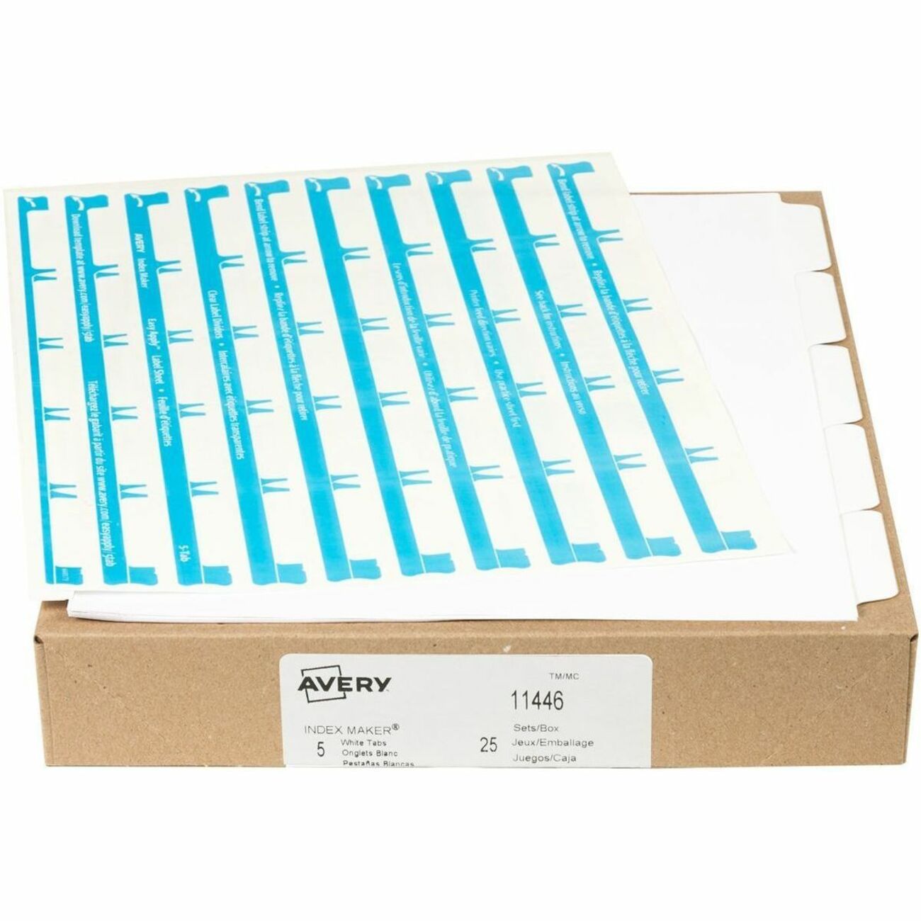 Avery&reg; Print & Apply Clear Label Dividerswith Index Maker&reg; Easy Apply™ Labels for Laser and Inkjet Printers, 5 tabs, 25 sets