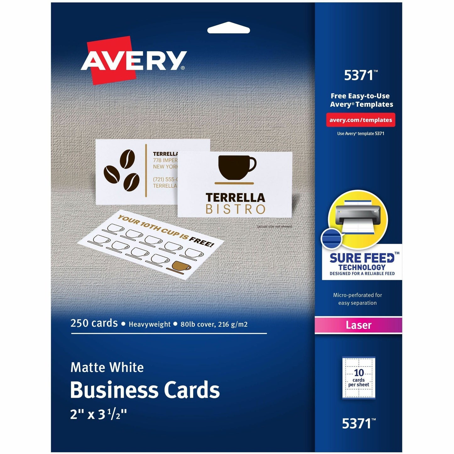 Avery&reg; Micro-Perforated Business Cards for Laser Printers, 2" x 3-1/2"