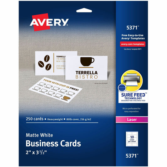 Avery&reg; Micro-Perforated Business Cards for Laser Printers, 2" x 3-1/2"