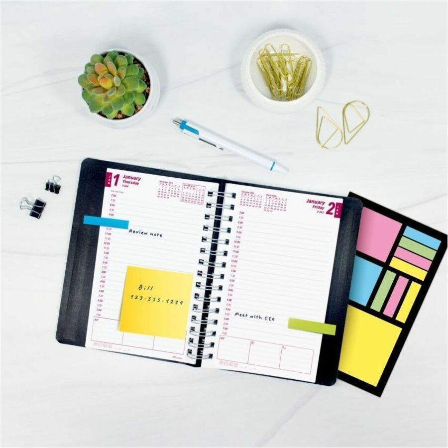 Blueline PlannerPlus Daily Planner, 8" x 5" , English, Black - CB634WNBLK