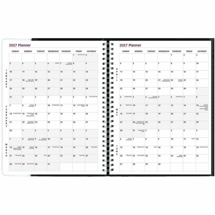 Brownline 2026 Pre-Vu 12-Month Weekly Planner - January to December - 11" x 8-1/2" - Black - English - CB925BLK