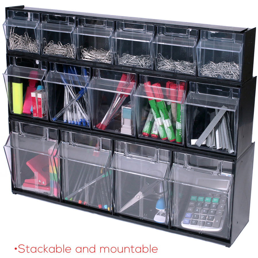 Deflecto Tilt Bin Interlocking Multi-Bin Storage Organizer - 20404OP