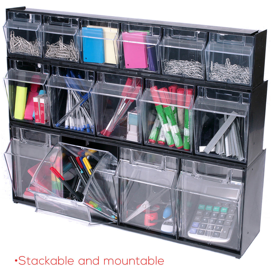 Deflecto Tilt Bin Interlocking Multi-Bin Storage Organizer - 20504OP