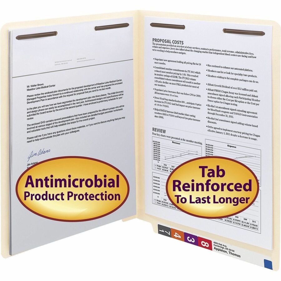 Smead Straight Tab Cut Letter Recycled Fastener Folder - 34116