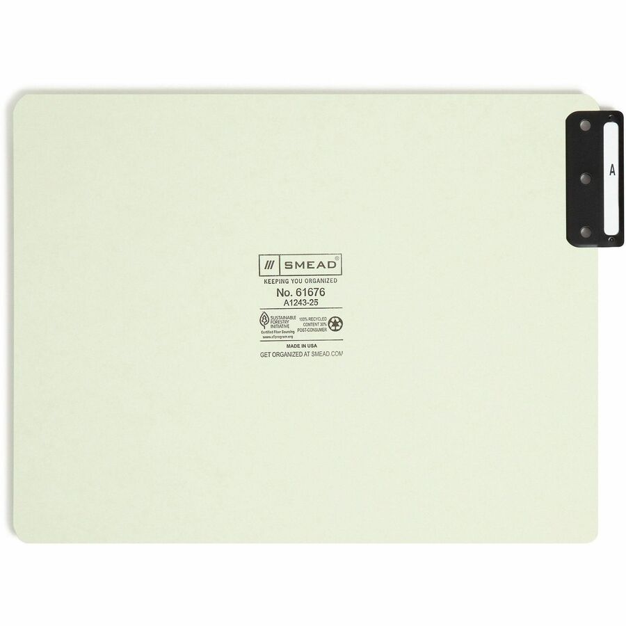 Smead 100% Recycled Filing Guides with Vertical Extra-Wide Blank Tab - 61676