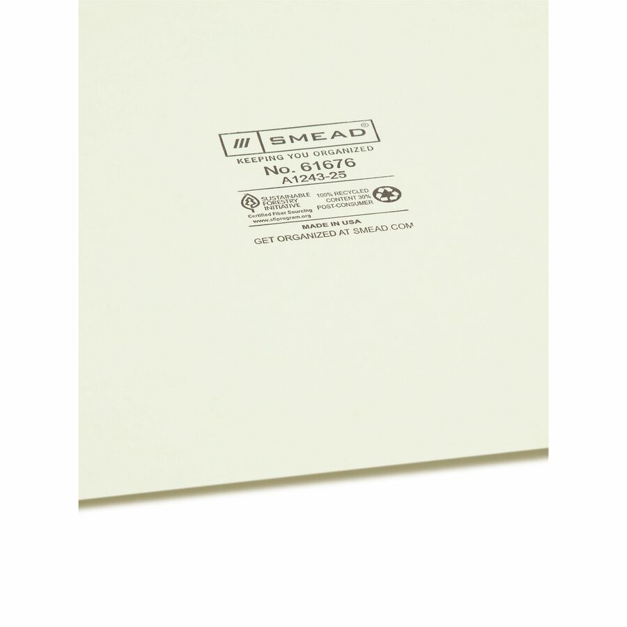 Smead 100% Recycled Filing Guides with Vertical Extra-Wide Blank Tab - 61676