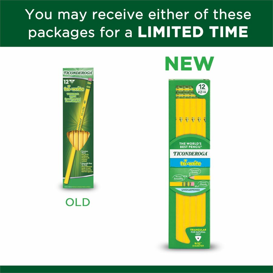 Ticonderoga Tri-Write Wooden Pencils - 13856