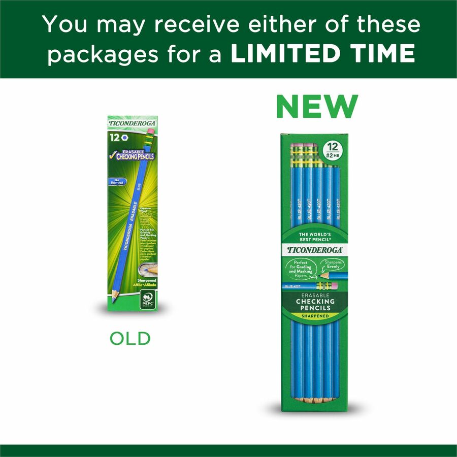 Ticonderoga Pre-Sharpened Erasable Checking Pencils - 14209