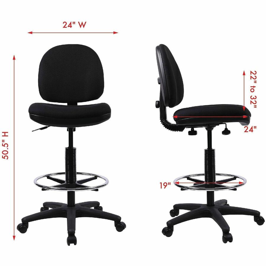Lorell Millenia Series Adjustable Task Stool with Back - 80008