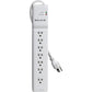 Belkin 7-Outlet Surge Protector - 6ft Cord - Right Angle Plug - 2320J - Telephone Protection - White - BE10720006