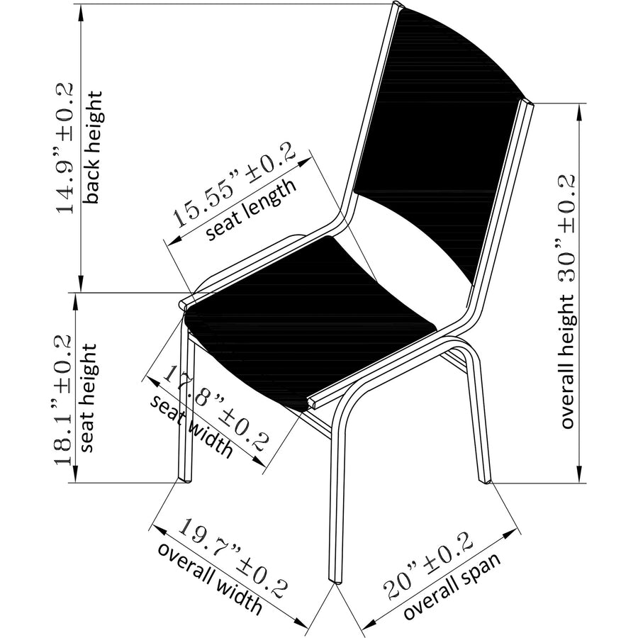 Lorell Stacking Chair Armless Black 4/box - 62502