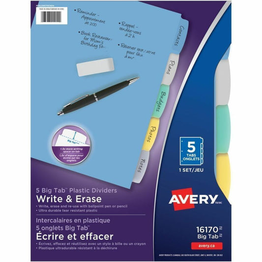 Avery Big Tab™ Write & Erase Plastic Dividers 5 tabs