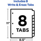 Avery&reg; Big Tab™ Write & Erase Plastic Dividers, 8 tabs, 1 set - 16171