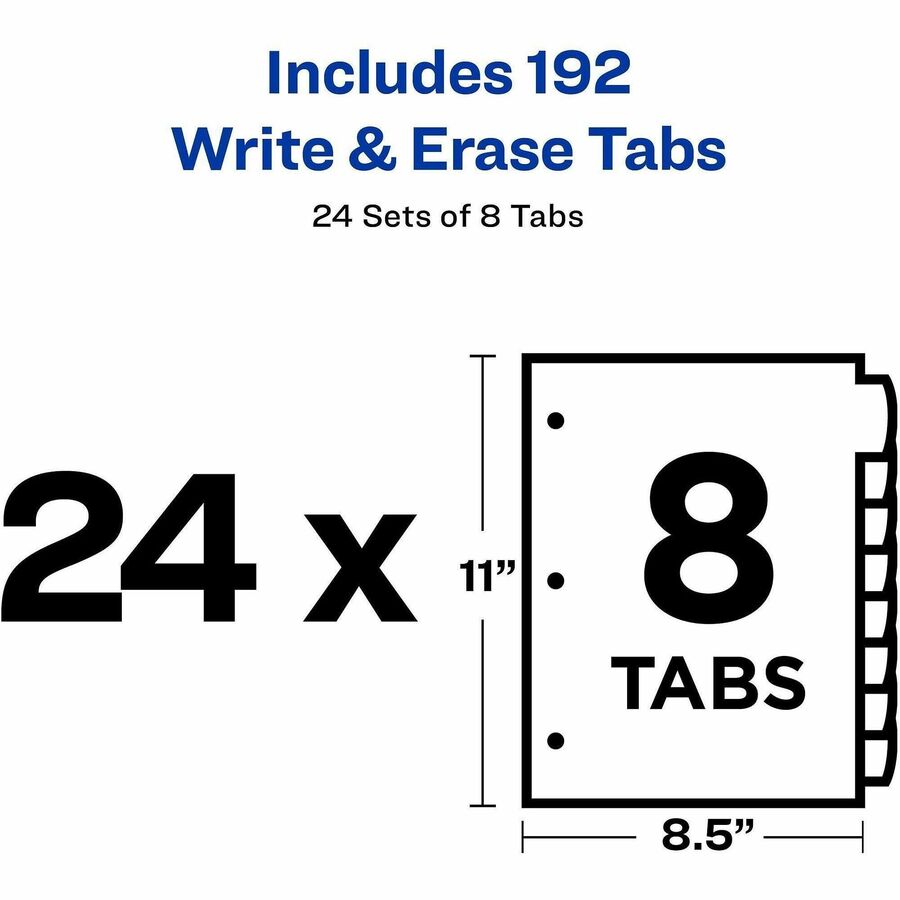 Avery&reg; Big Tab™ Write & Erase Plastic Dividers, 8 tabs, 1 set - 16171