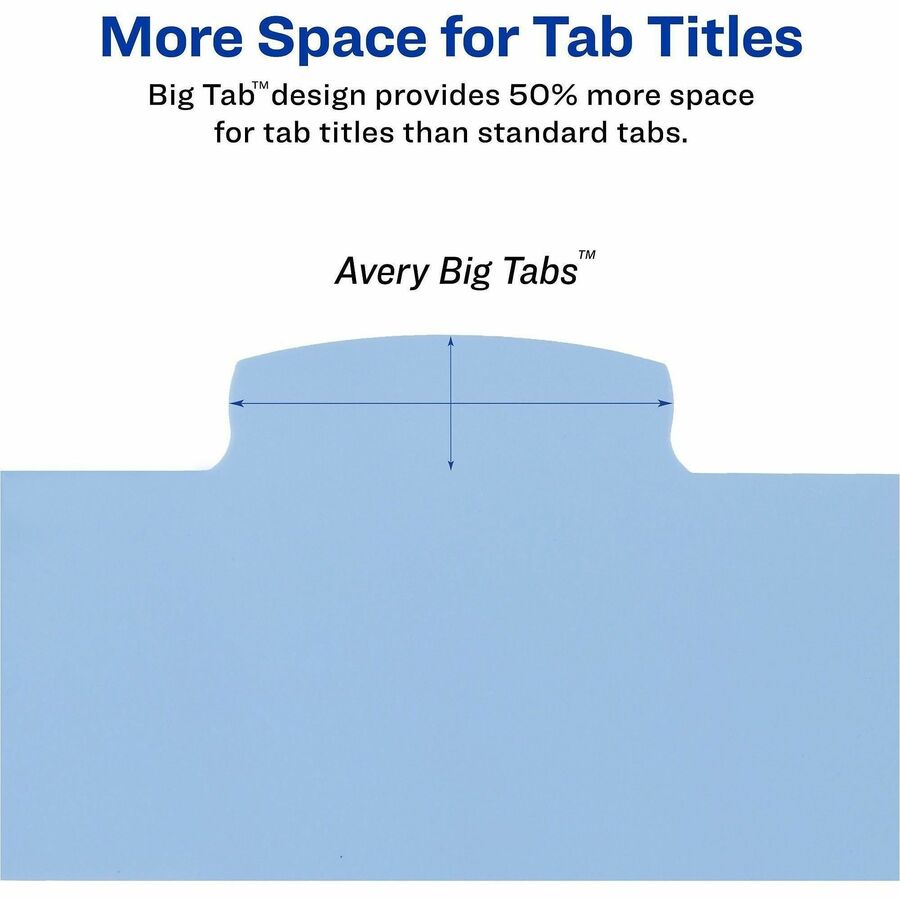Avery&reg; Big Tab™ Write & Erase Plastic Dividers, 8 tabs, 1 set - 16171