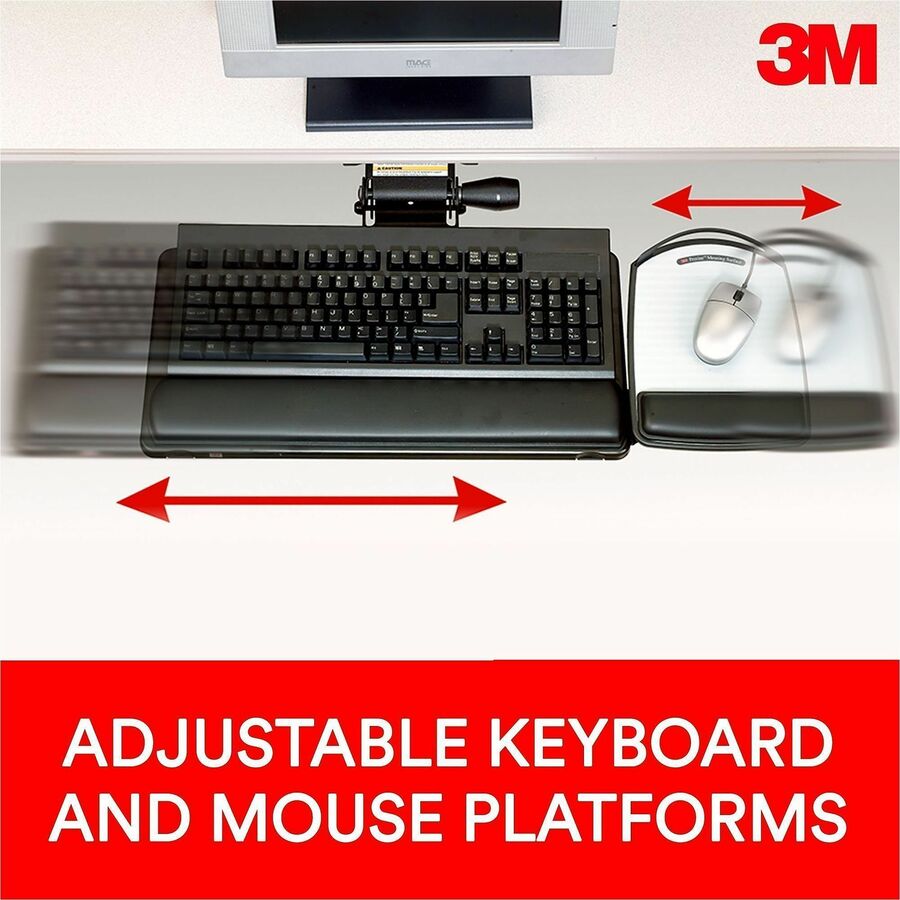 3M Sit/Stand Easy Keyboard Tray Platform Gel Wrists Precise Mouse Pad - AKT180LE