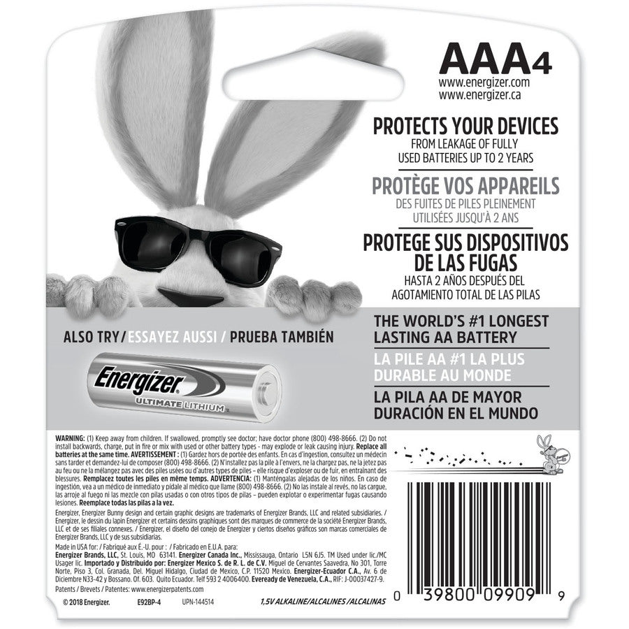 Energizer Max Alkaline AAA Batteries - E92BP-4