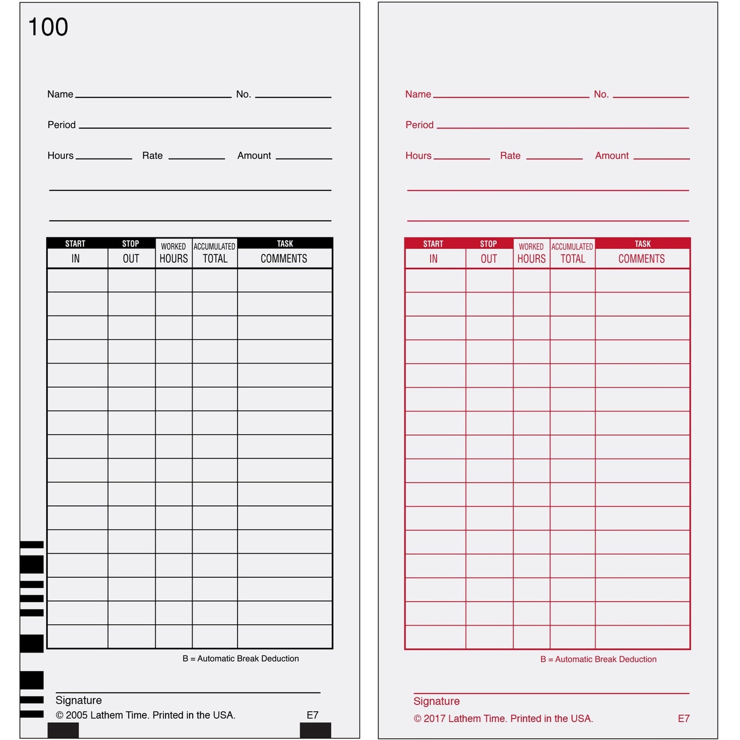 Lathem E7 - Timecards (Box of 1000)