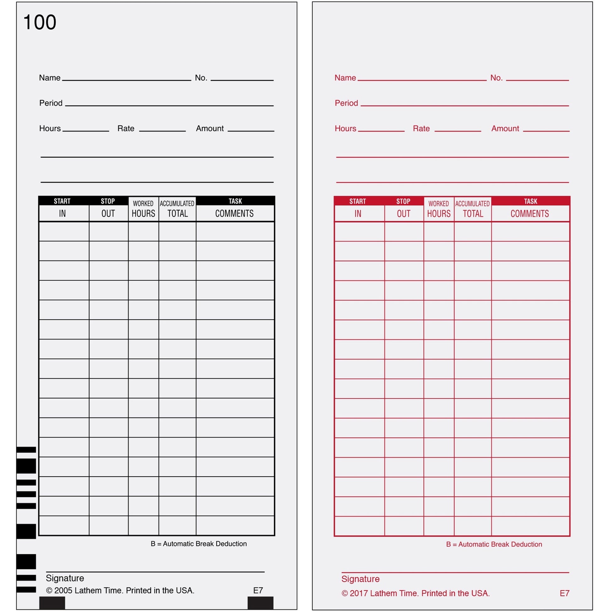 Lathem E7 - Timecards (Box of 1000)