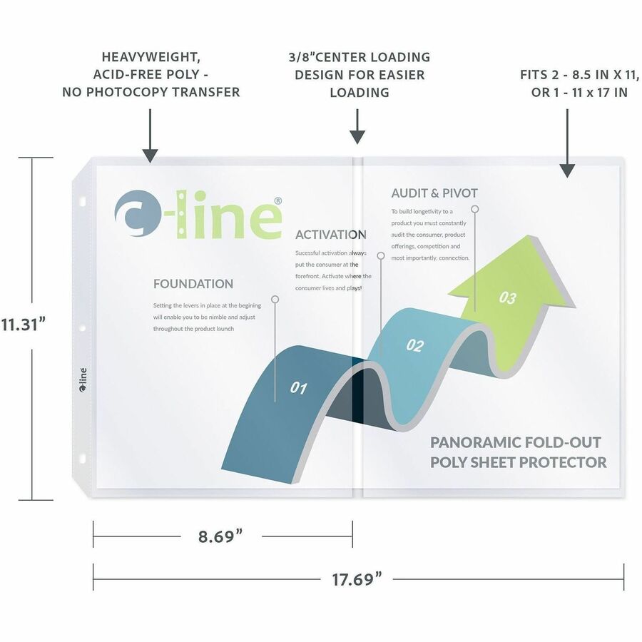 C-Line Panoramic Fold-Out Sheet Protectors - 62237