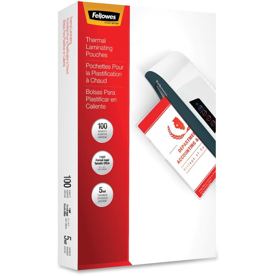 Fellowes Glossy Pouches - Legal, 5 mil, 100 pack - 52045