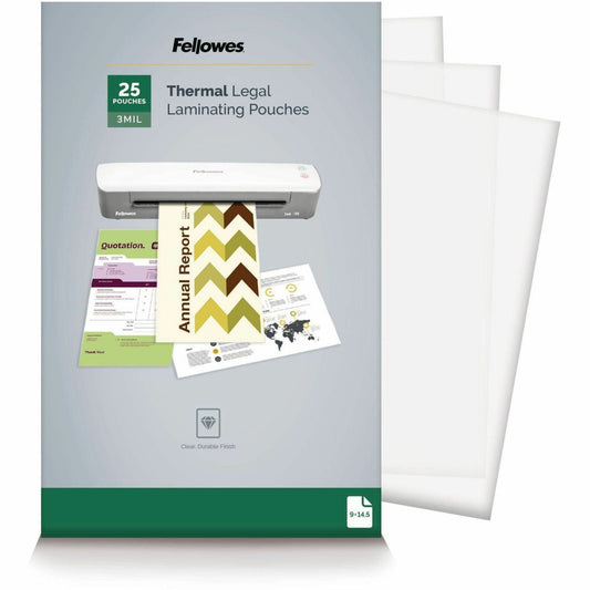Fellowes Glossy Pouches - Legal, 3 mil, 25 pack