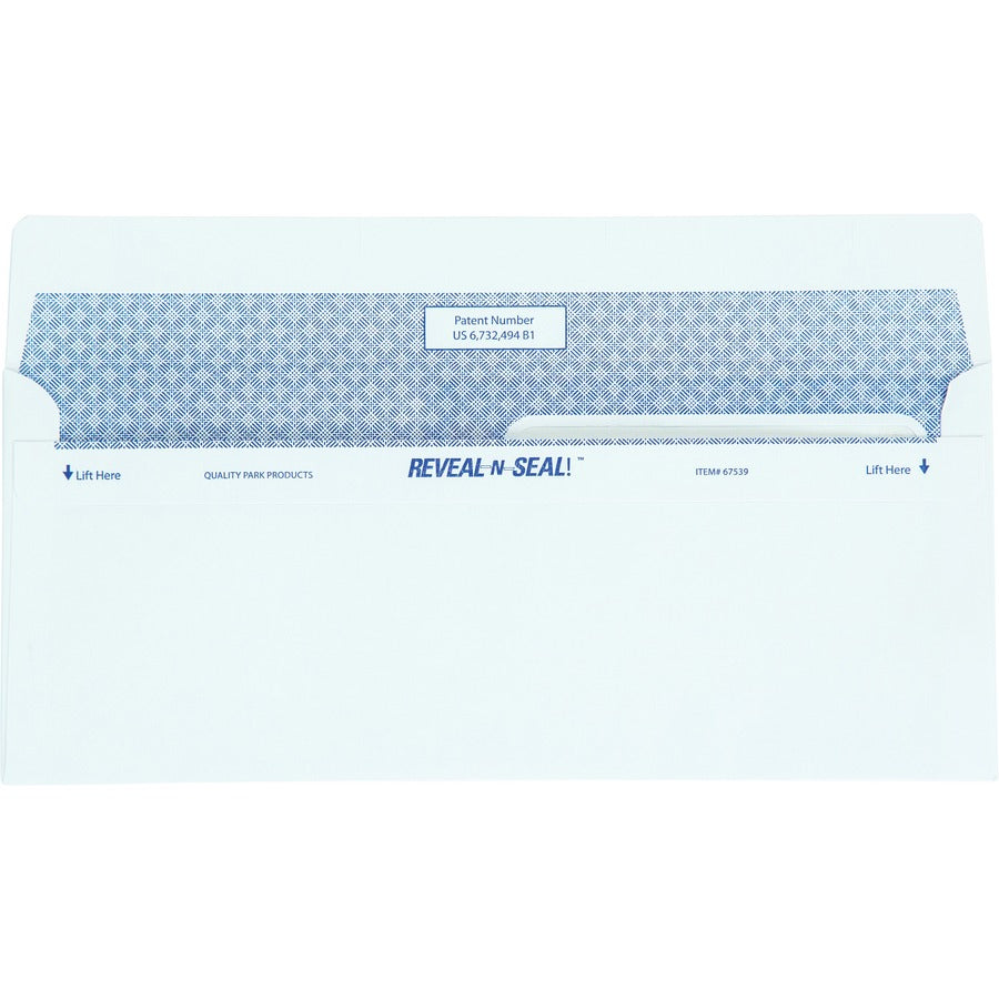 Quality Park No. 8 5/8 Double-Window Security Envelopes with Reveal-N-Seal&reg; Self-Seal Closure - 67539