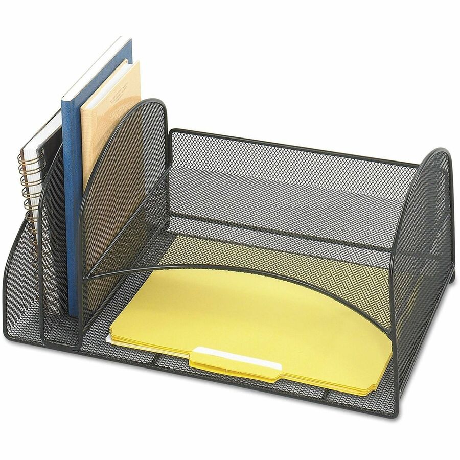 Safco Onyx 2 Upright/2 Tray Mesh Desk Organizer - 3264BL