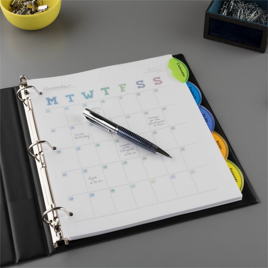 Avery&reg; Insertable Style Edge™ Plastic Dividers, 5 tabs, 1 set - 11200