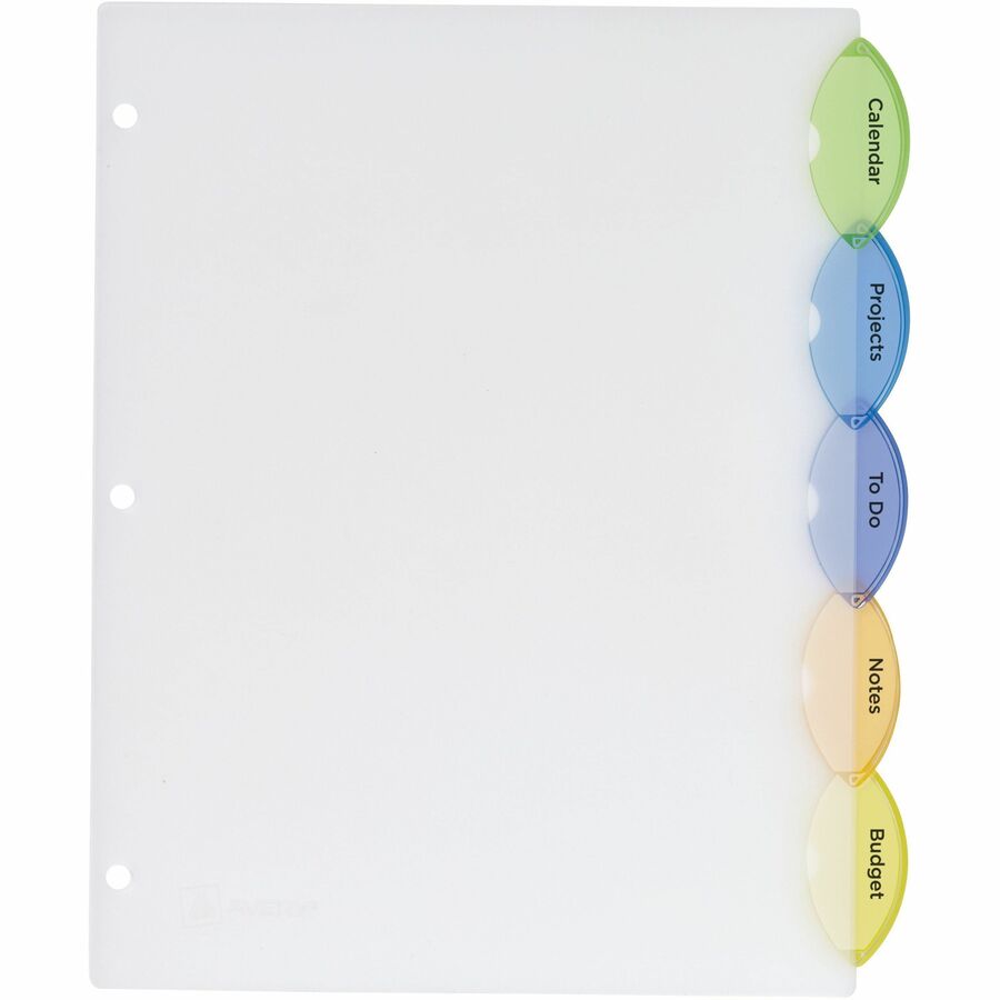 Avery&reg; Insertable Style Edge™ Plastic Dividers, 5 tabs, 1 set - 11200