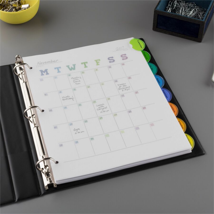 Avery&reg; Insertable Style Edge™ Plastic Dividers, 8 tabs, 1 set - 11201