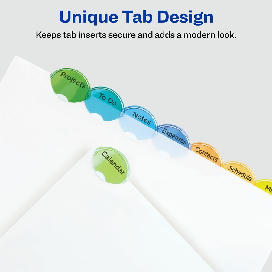 Avery&reg; Insertable Style Edge&trade; Plastic Dividers, 8 tabs, 1 set - 11201