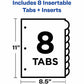 Avery&reg; Insertable Style Edge™ Plastic Dividers, 8 tabs, 1 set - 11201
