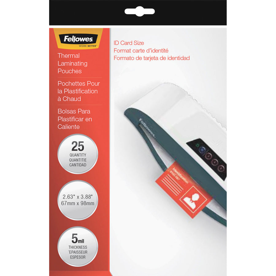 Fellowes Glossy Pouches - ID Tag not punched, 5 mil, 25 pack - 52007