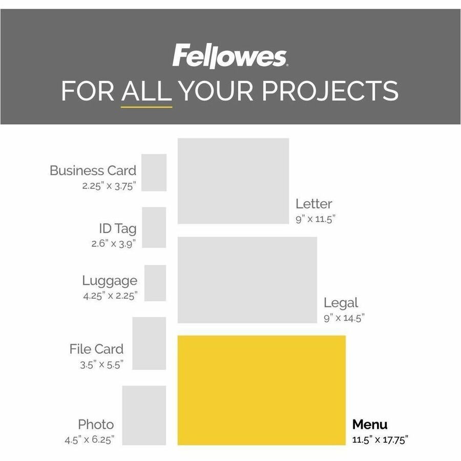 Fellowes Glossy Pouches - Menu, 3 mil, 25 pack - 52011
