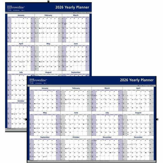 Brownline Reversable Yearly Wall Calendar, 24" x 36" , English