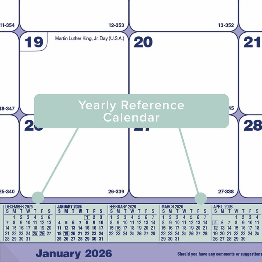 Blueline Monthly Desk Pad Calendar, 17-3/4" x 10-7/8" , English - C181700