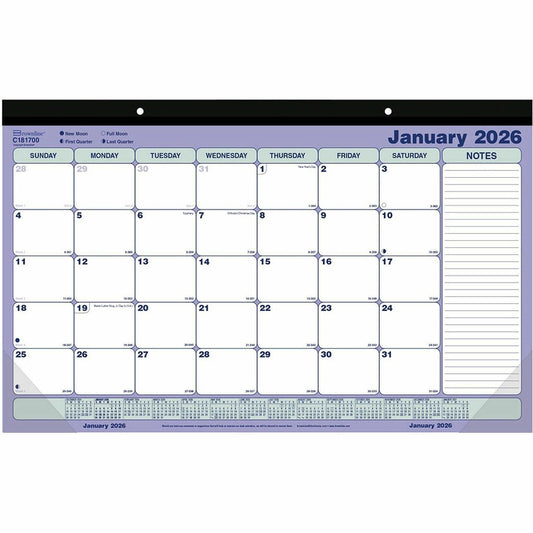 Blueline Monthly Desk Pad Calendar, 17-3/4" x 10-7/8" , English