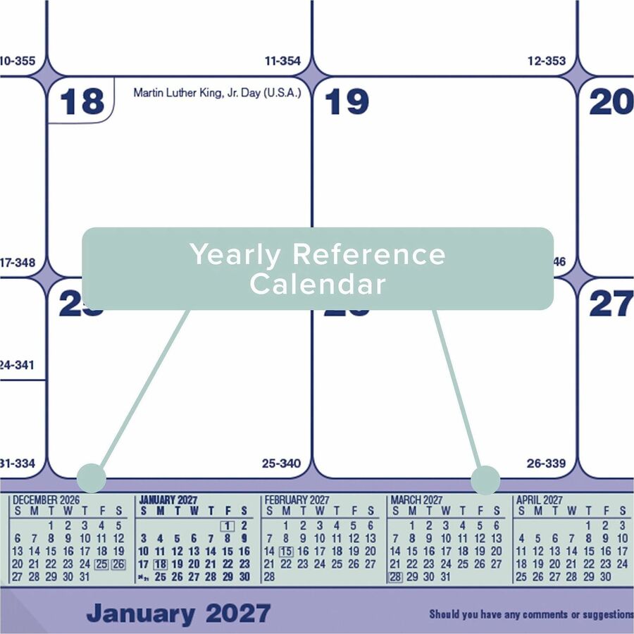 Blueline Monthly Desk Pad Calendar, 17-3/4" x 10-7/8" , English - C181700